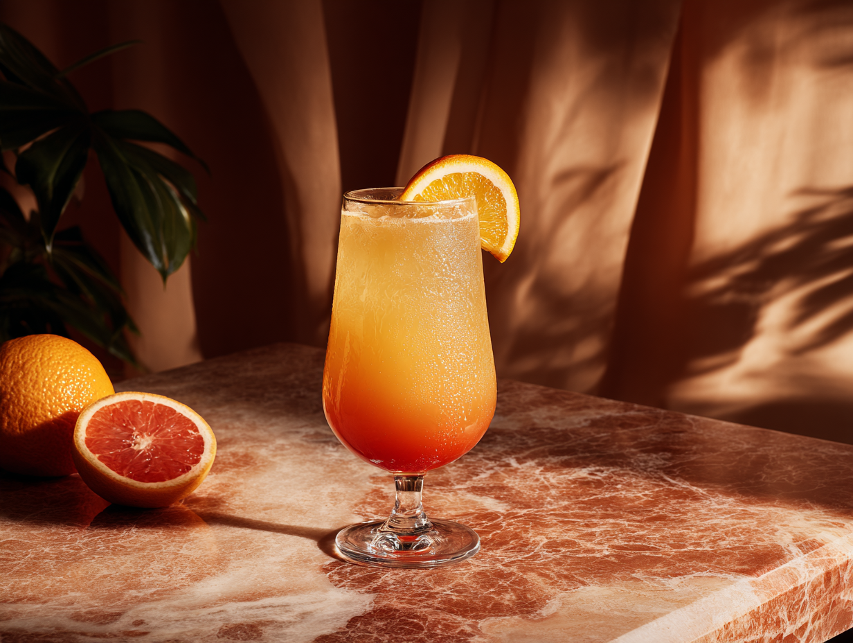 A tequila sunrise cocktail